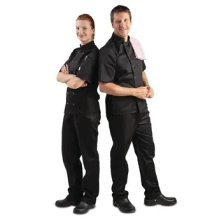 Unisex Vegas Chef Jacket Short Sleeves Black - XXL