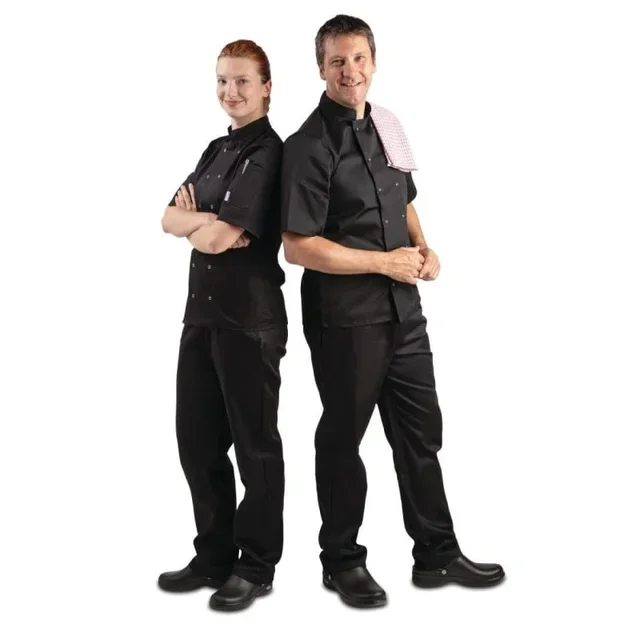 Unisex Vegas Chef Jacket Short Sleeves Black - XXL