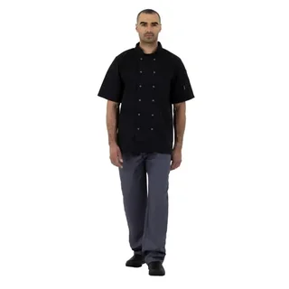 Unisex Vegas Chef Jacket Short Sleeves Black - XXL