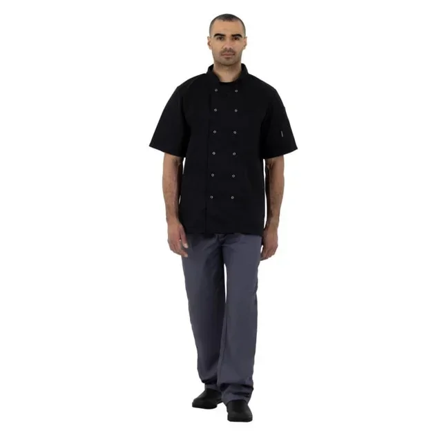 Unisex Vegas Chef Jacket Short Sleeves Black - XXL