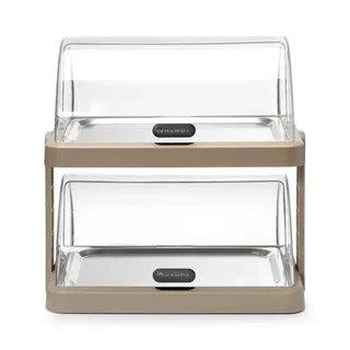 Vitrine Buffet UNIQ 2 Niveaux Coulissants - Beige