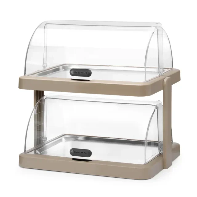 UNIQ 2-Tier Sliding Buffet Display Case Beige