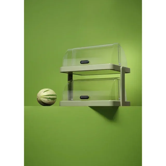 Vitrine Buffet UNIQ avec Couvercle Coulissant - 2 Étages - Vert