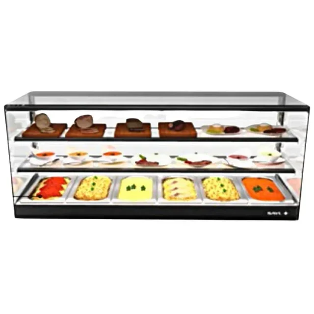 Countertop Heated Display Case 2 Levels - Bain Marie LOGIC Triple - Width 84 cm - Gastronorm 1/3 Format