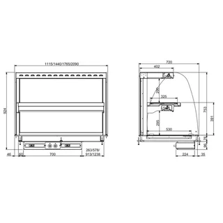 Vitrina Calentadora Curvada Drop-In Vitrocerámica - 1440 x 720 mm