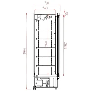 Black Freezer Display Case 3 Glass Doors Ventilated 1450 Liters