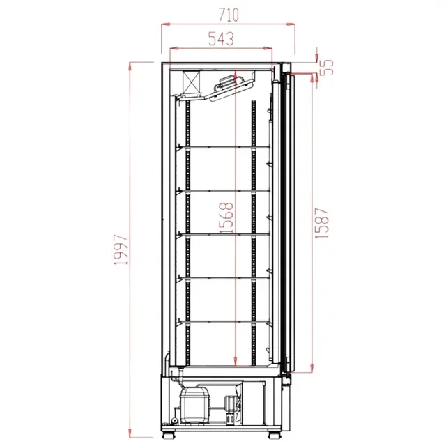 Black Freezer Display Case 3 Glass Doors Ventilated 1450 Liters