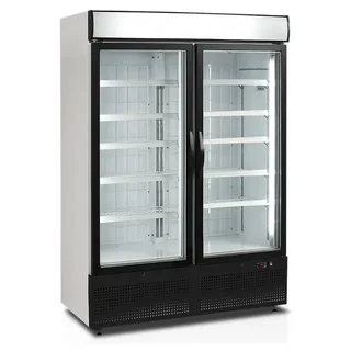 Vitrine Congélateur Verticale Double Porte Vitrée - 930 Litres - Finition Blanche