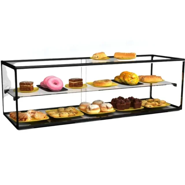 Neutral Display Case - Straight Glass Showcase 2 Levels 120 cm - Without LED Lighting