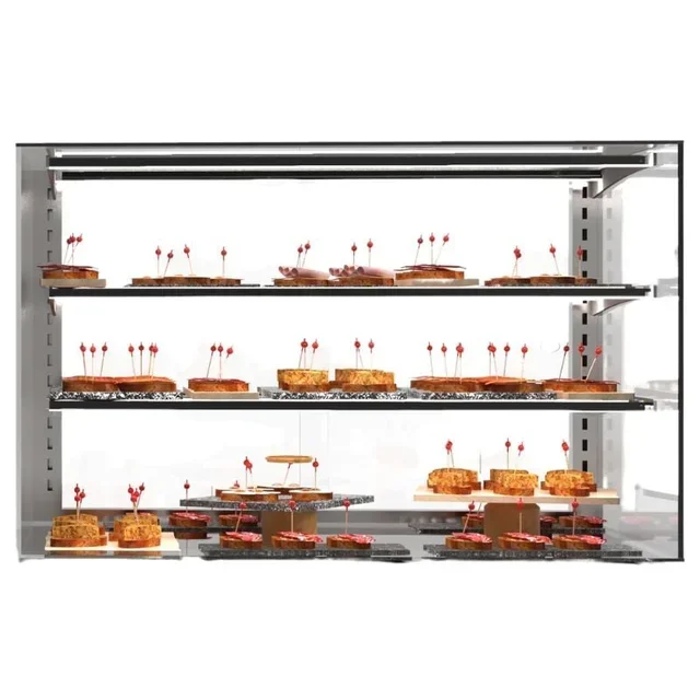 Vetrina di Esposizione Neutra VISION - Espositore Luminoso Doppio LED con Ripiani - Larghezza 100 cm