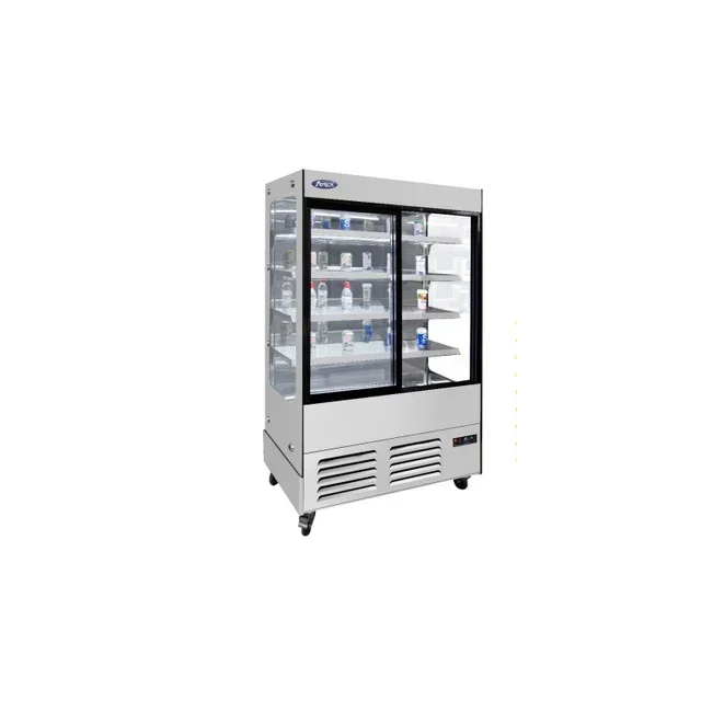 580 Liter Wall-Mounted Refrigerated Display Case with Sliding Doors