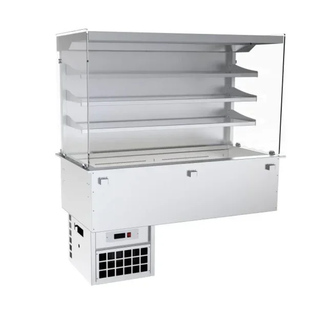 Wall-Mounted Refrigerated Display Case with Curtain and Ventilated Well - 3 GN 1/1 Pans - Width 1130 mm x Depth 730 mm