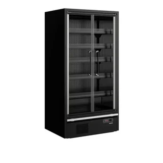 Vitrine Réfrigérée 2 Portes Vitrées 472L - Noir - Pour Supermarché