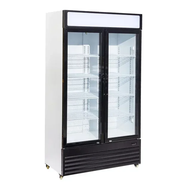 2 Glass Door Beverage Refrigerated Display Case 750L