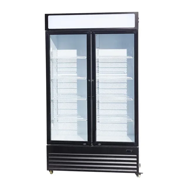 2 Glass Door Beverage Refrigerated Display Case 750L