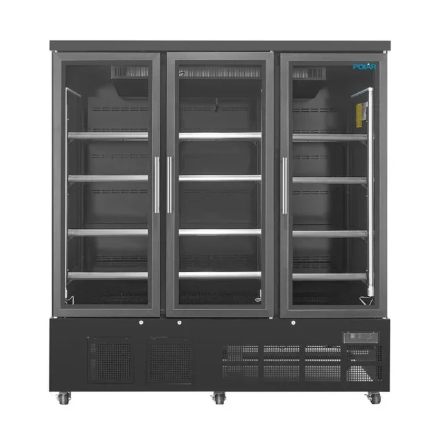 3-Door Refrigerated Display Case 1156 L Positive Temperature Black