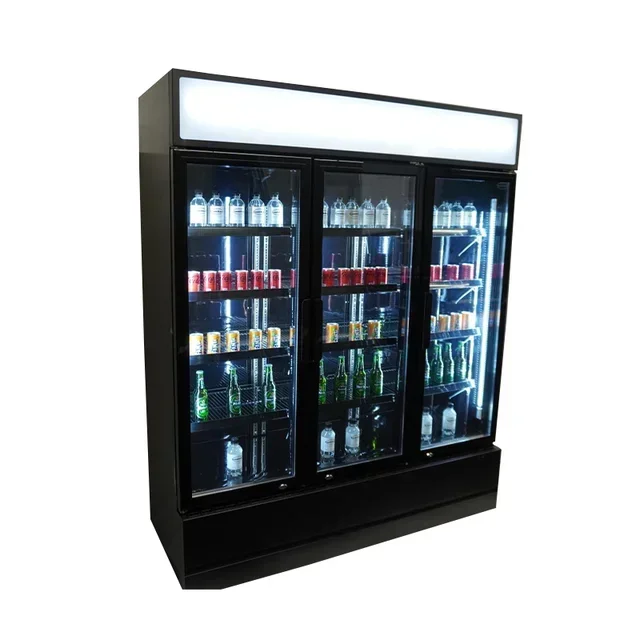 Vitrine Refrigerada 3 Portas de Vidro 1065 L Preta para Bebidas