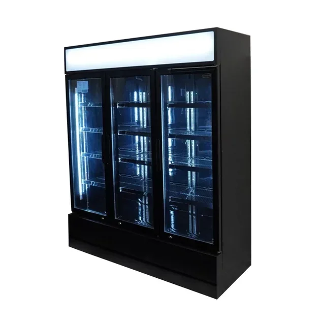 Vitrine Refrigerada 3 Portas de Vidro 1065 L Preta para Bebidas