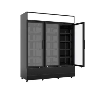 Vitrine Refrigerada 3 Portas de Vidro 1065 L Preta para Bebidas