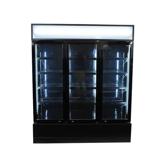 Vitrine Refrigerada 3 Portas de Vidro 1065 L Preta para Bebidas