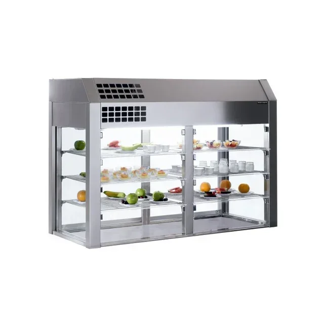 Refrigerated Display Case 4 GN 1/1 with Night Curtain and Insulated Base - Width 1550 mm