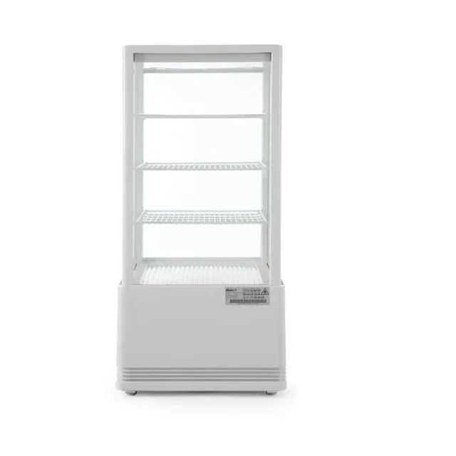 White Refrigerated Display Case 4 Glass Sides - Capacity 78 Liters