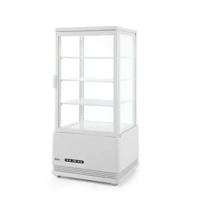 White Refrigerated Display Case 4 Glass Sides - Capacity 78 Liters