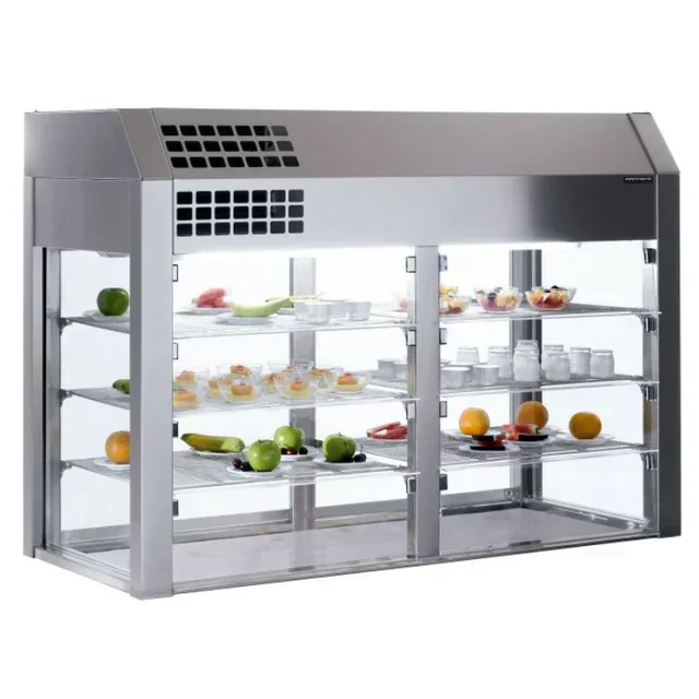 Refrigerated Display Case 4 GN 1/1 with Swing Doors - Insulated Base - 1550 x 660 mm