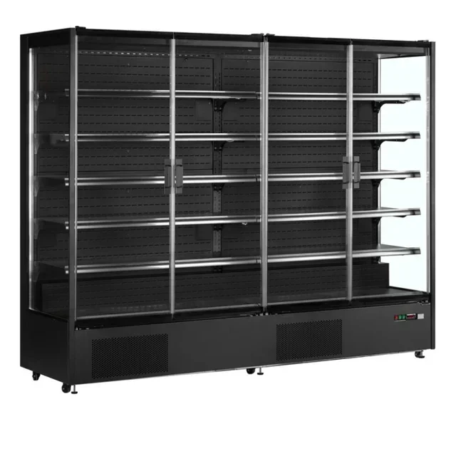 Vitrine Réfrigérée 4 Portes Vitrées pour Supermarché - 1529 Litres - Finition Noire