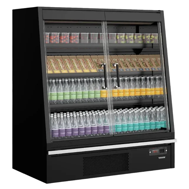 Low Refrigerated Display Case 2 Doors Black 360 Litres - Supermarket