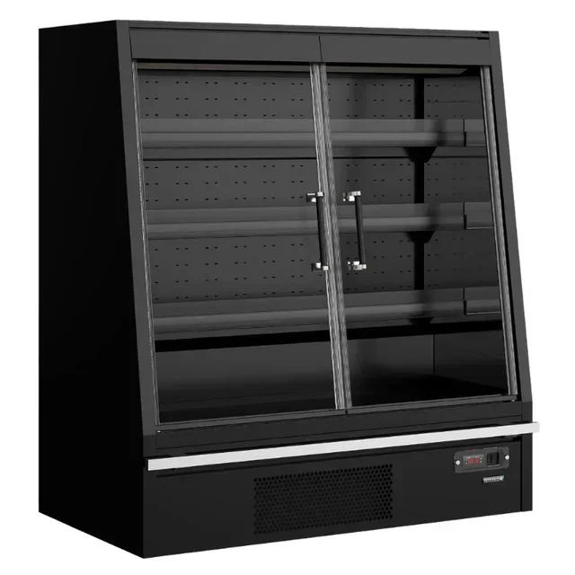 Low Refrigerated Display Case 2 Doors Black 360 Litres - Supermarket