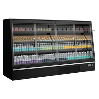 Low Refrigerated Display Case 4 Doors Supermarket Black Capacity 720 L