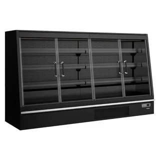 Low Refrigerated Display Case 4 Doors Supermarket Black Capacity 720 L