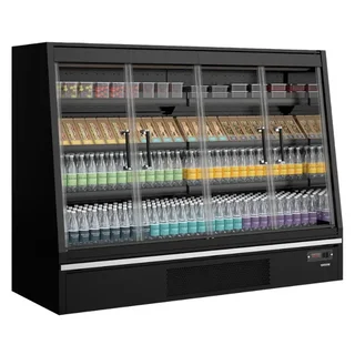 Vetrina Refrigerata Bassa 4 Porte 540L per Supermercato - Finitura Nera