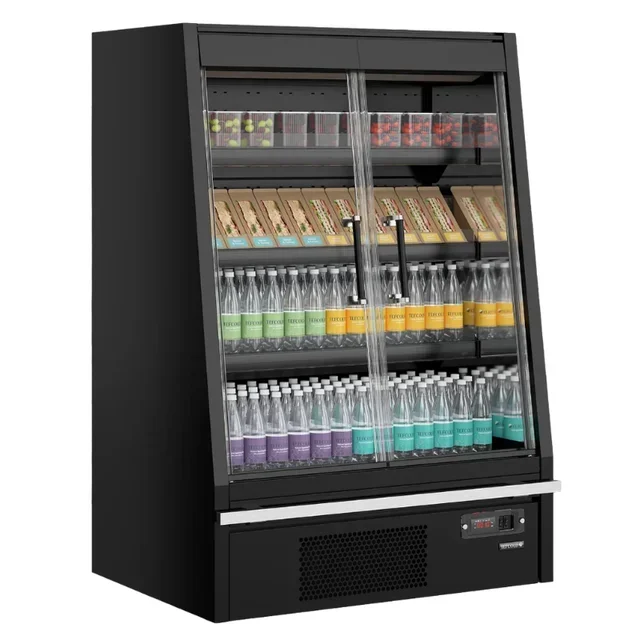 Low Refrigerated Display Case 2 Doors 270L for Supermarket - Black