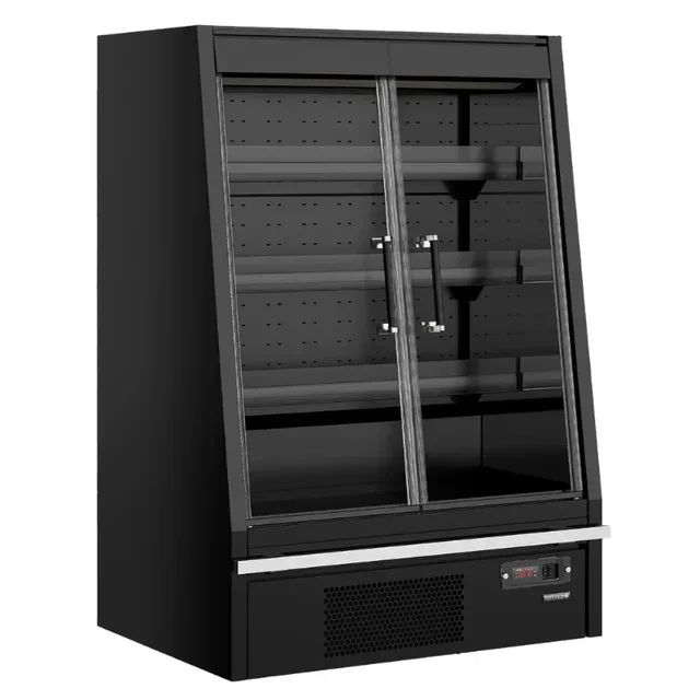 Low Refrigerated Display Case 2 Doors 270L for Supermarket - Black