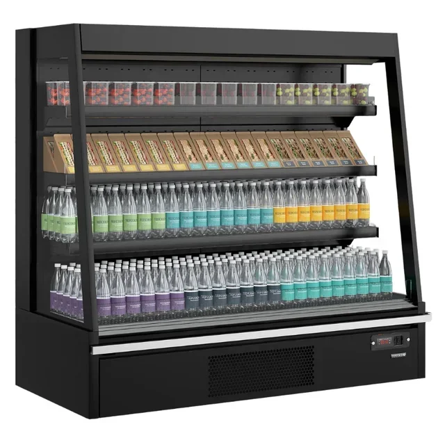 Black Self-Service Supermarket Open Refrigerated Display Case 360L