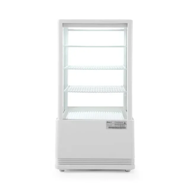 White Refrigerated Display Case 4 Glass Sides - Capacity 68 Liters