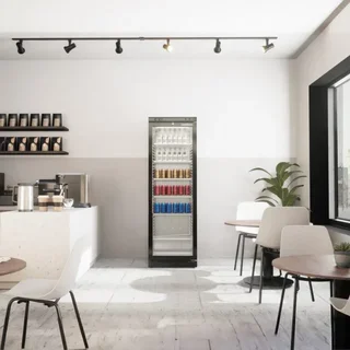 Refrigerated Display Case 380 L with Glass Door and Transport Trolley for Beverages