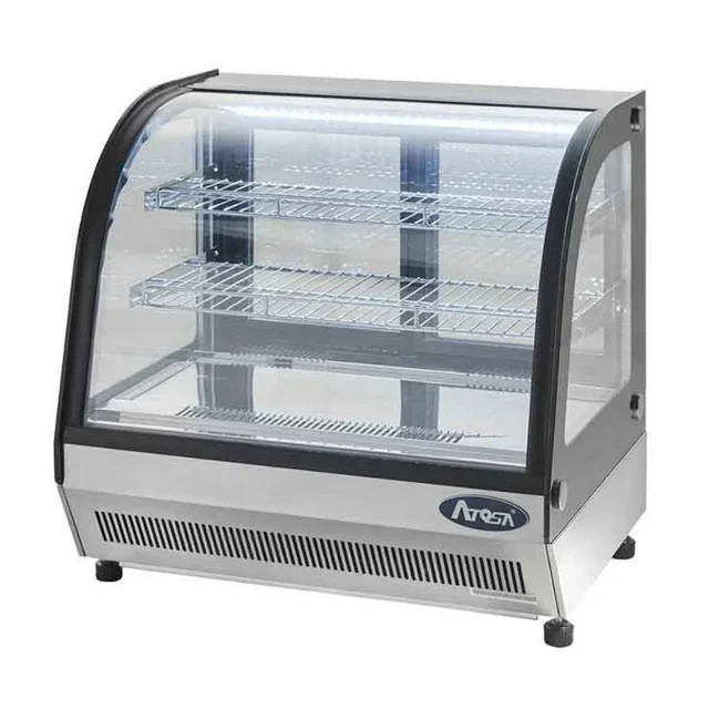 Countertop Curved Glass Refrigerated Display Case 110 Liters