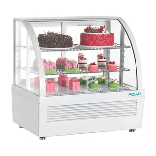White 100L Countertop Refrigerated Display Case with 2 Shelves