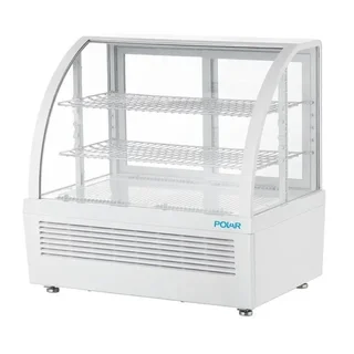 White 100L Countertop Refrigerated Display Case with 2 Shelves