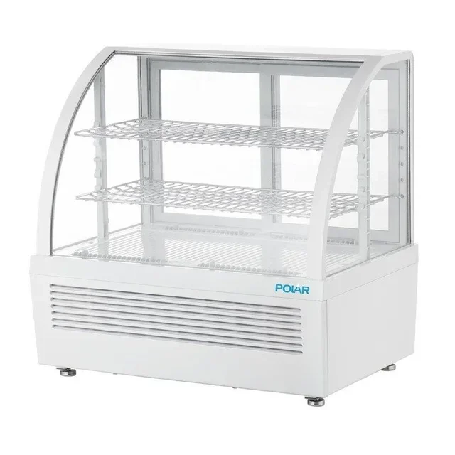 White 100L Countertop Refrigerated Display Case with 2 Shelves