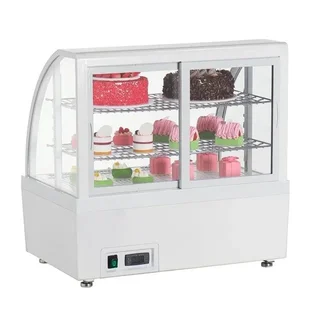 White 100L Countertop Refrigerated Display Case with 2 Shelves
