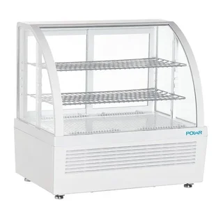 White 100L Countertop Refrigerated Display Case with 2 Shelves