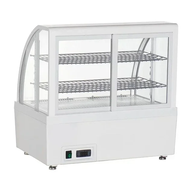 White 100L Countertop Refrigerated Display Case with 2 Shelves