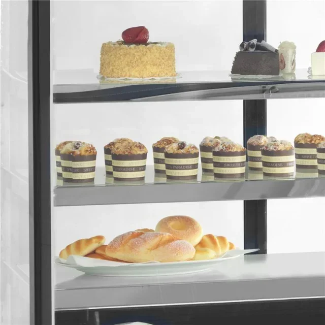 Vitrina Refrigerada de Mostrador Doble Puerta de Cristal Negra - Capacidad 244 Litros