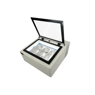 White Countertop Refrigerated Display Case - Static Ventilation - 3 Shelves 5 Liters - Customer Side