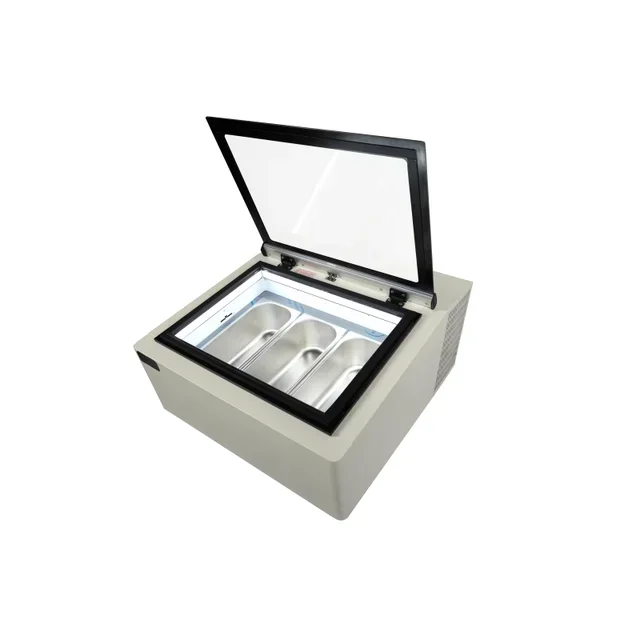 White Countertop Refrigerated Display Case - Static Ventilation - 3 Shelves 5 Liters - Customer Side