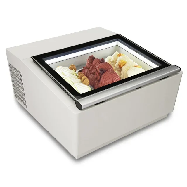 White Countertop Refrigerated Display Case - Static Ventilation - 3 Shelves 5 Liters - Customer Side